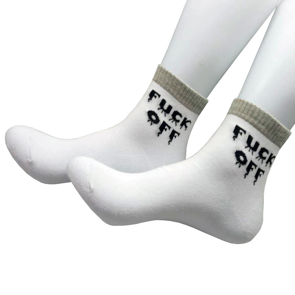 WISHEBAY Selling Side Letter Casual Cotton Socks Jacquard FUCK OFF Novelty Socks